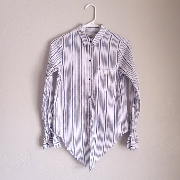 Madewell Front Tie Striped Long Sleeve Button Down - Picture 3 of 8